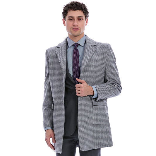 Abrigo Para Caballero Pata de Gallo Solapa Escuadra
