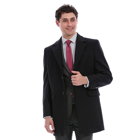 Abrigo Para Caballero Con Solapa Escuadra Tejido Liso