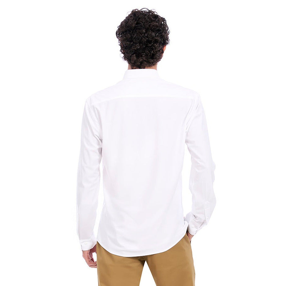 Camisa Stretch Regular Fit para Hombre Lisa Manga Larga