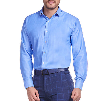 Camisa de vestir en tejido liso azul Slim Fit