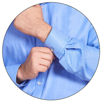 Camisa de vestir en tejido liso azul Slim Fit