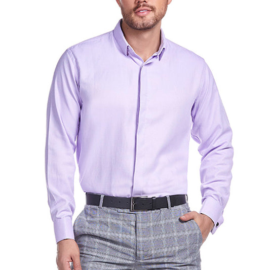 Camisa de vestir puño doble en tejido liso Slim Fit