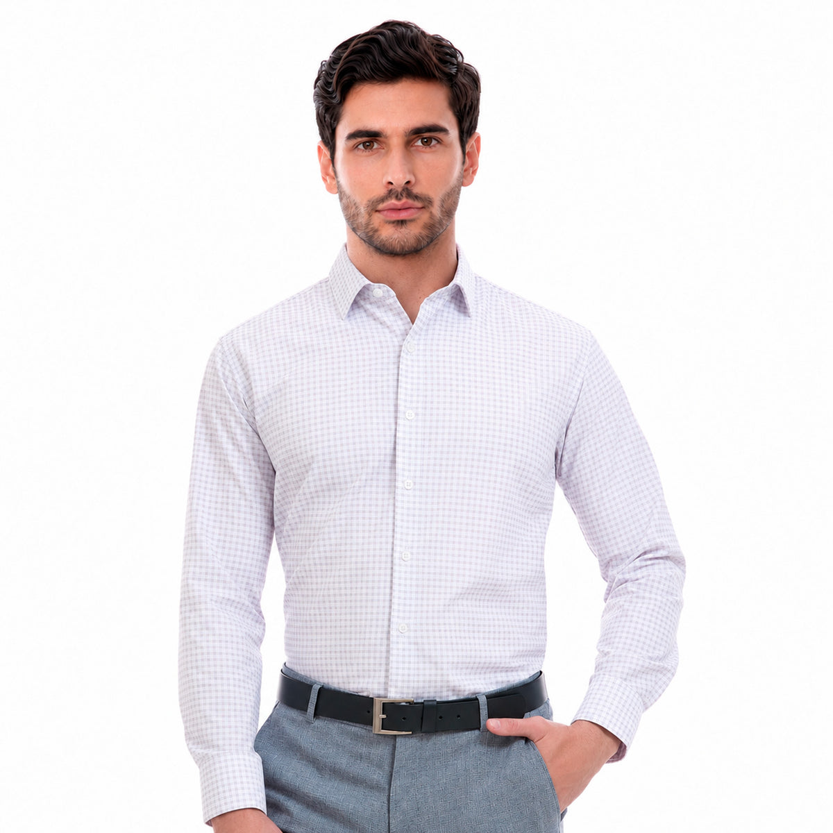 Camisa Slim Fit  Cuello Spread a Cuadros
