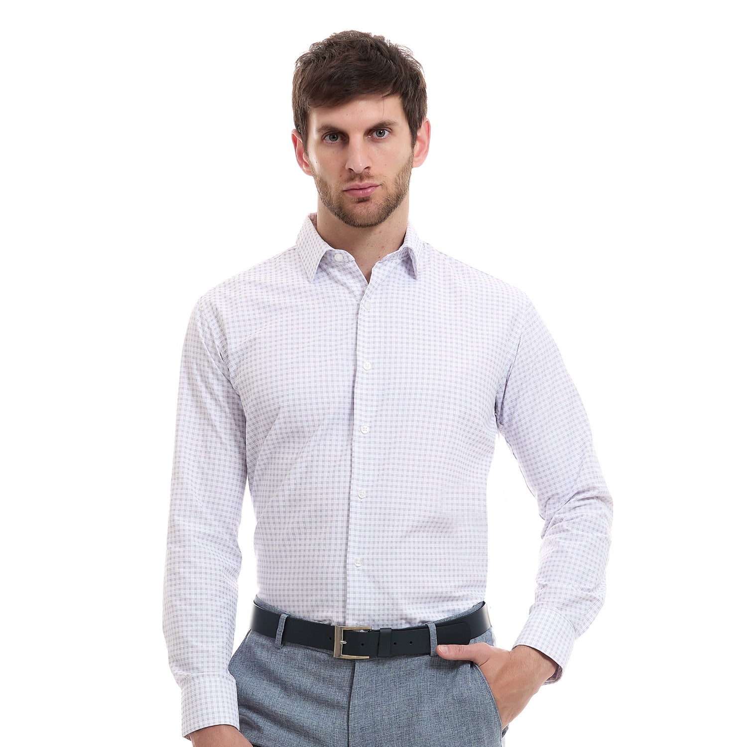 Camisa Slim Fit  Cuello Spread a Cuadros