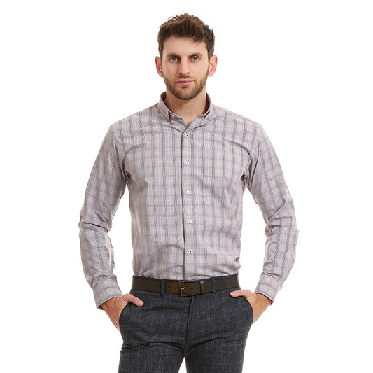 Camisa business casual en tejido color vino con motivo de tratan Slim Fit