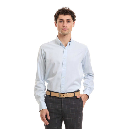 Camisa formal Fit Slim en tejido de algodón azul cielo