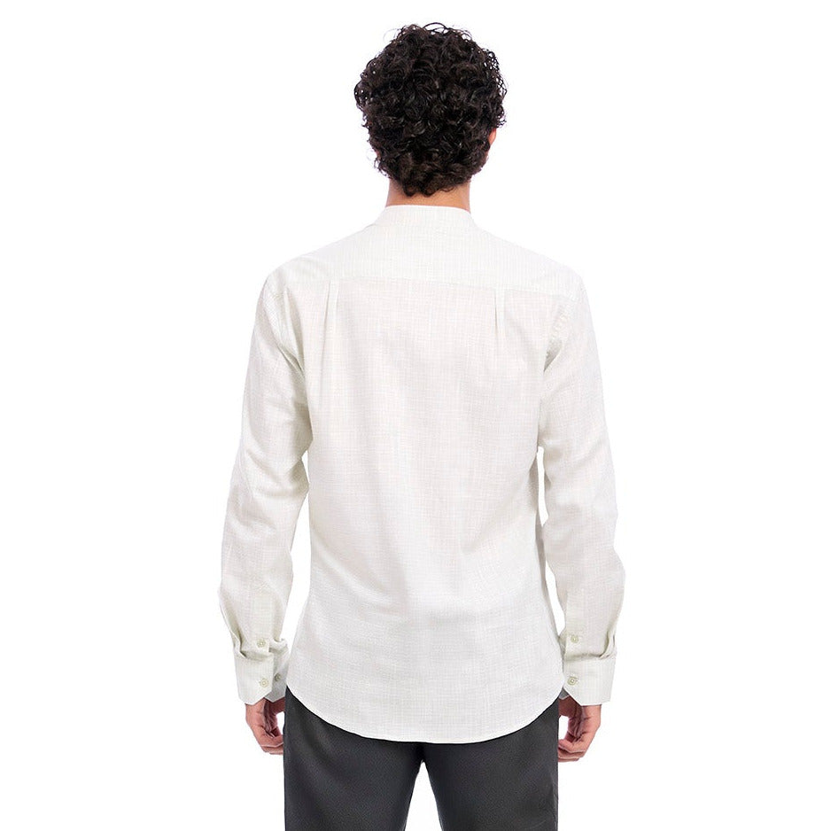 Camisa Casual Manga Larga para Caballero Cuello Mao de Algodón
