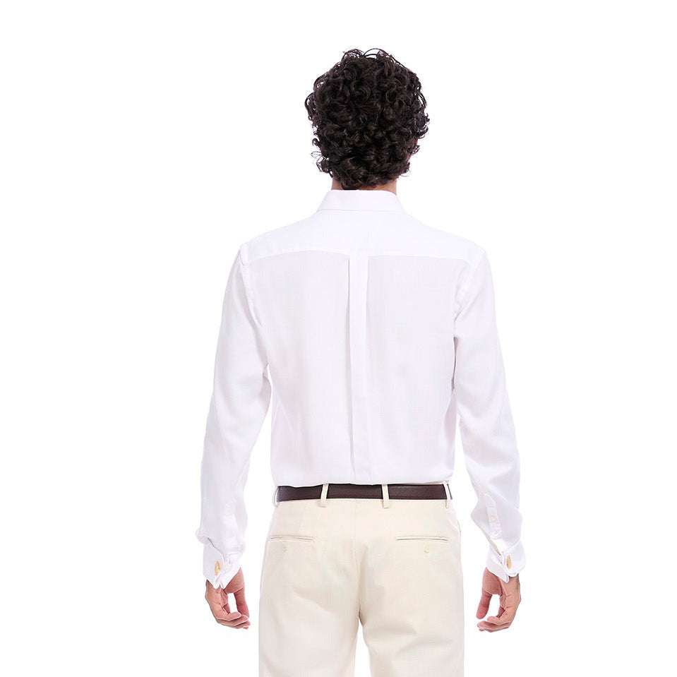 Camisa de Vestir Manga Larga para Caballero con Mezcla de Bambú Texturizada