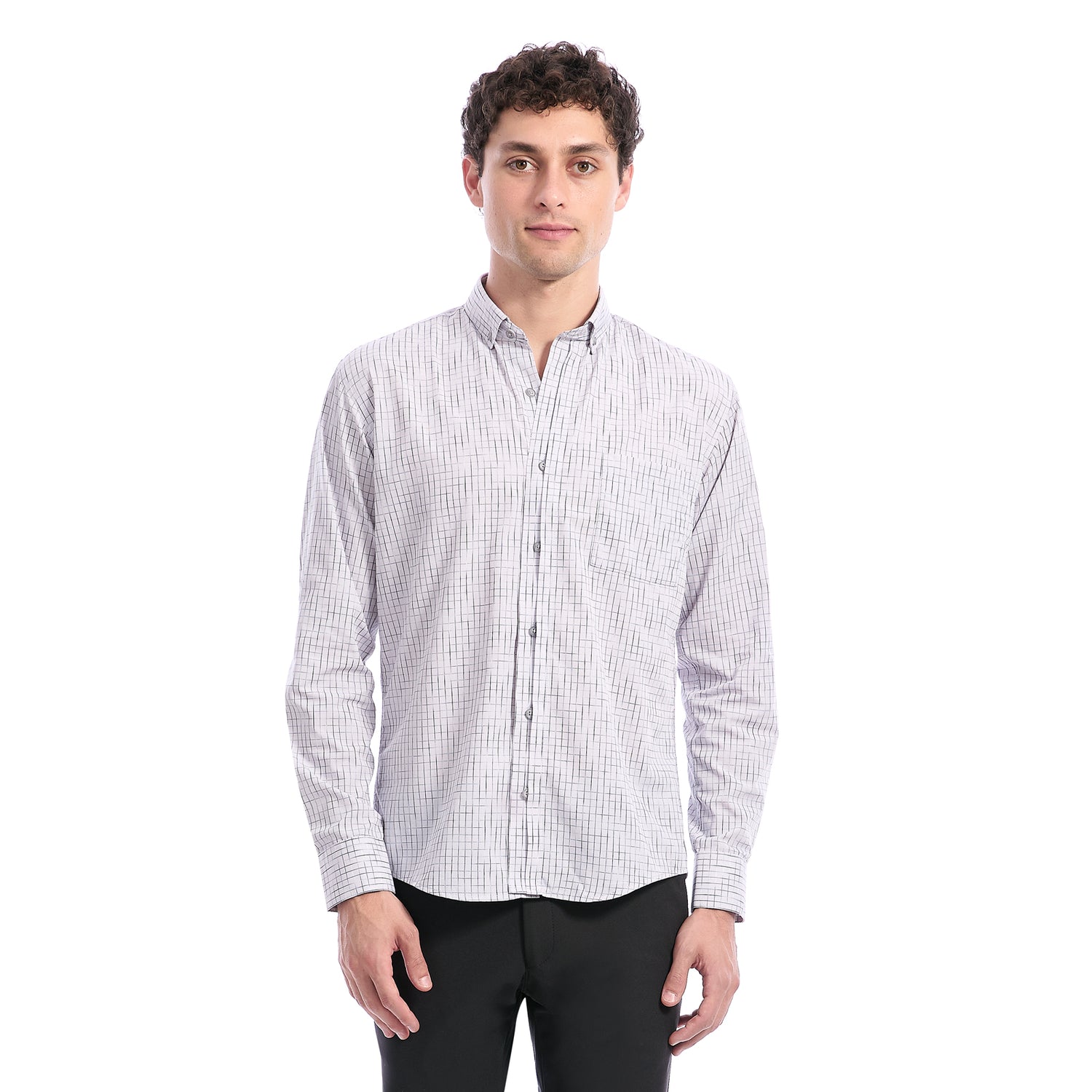Camisa Casual Manga Larga para Hombre A Cuadros
