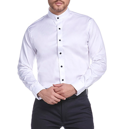 Camisa ceremonia puño cocktail en tejido liso Slim Fit