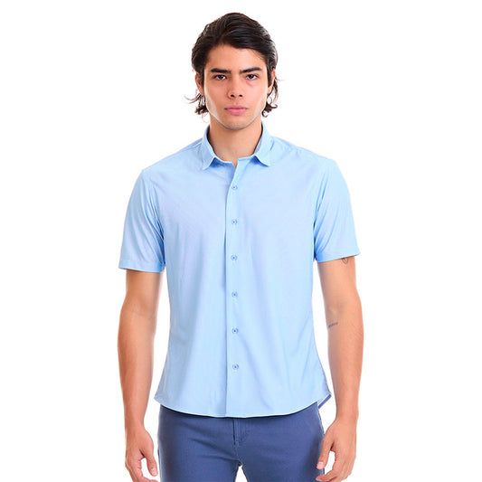 Camisa Business Casual Extra Slim manga corta, resistente a las arrugas, Super Stretch y Control de Humedad