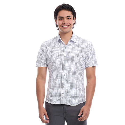 Camisa formal Fit Extra Slim en tejido de poliéster a cuadros