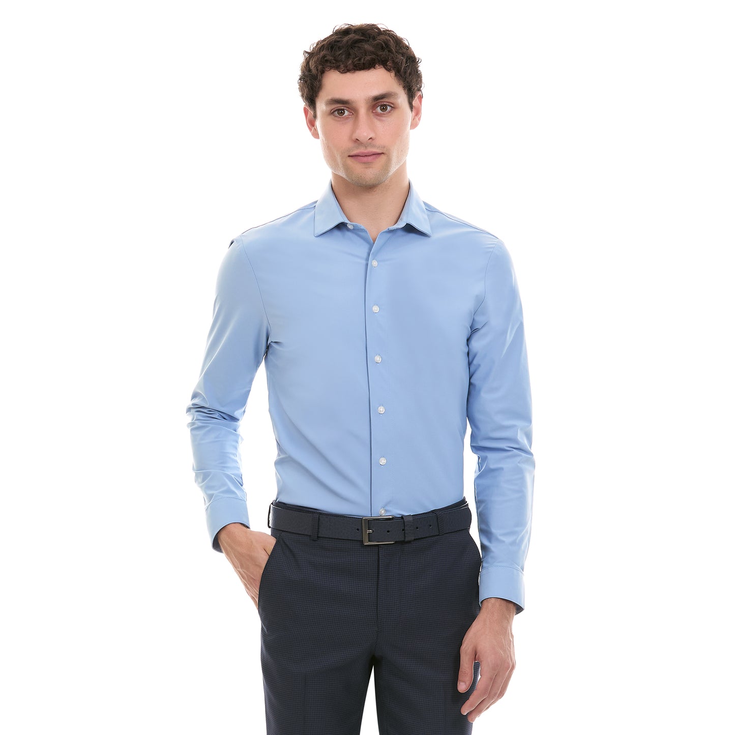 Camisa formal Para Hombre Fit Slim Tejido Liso
