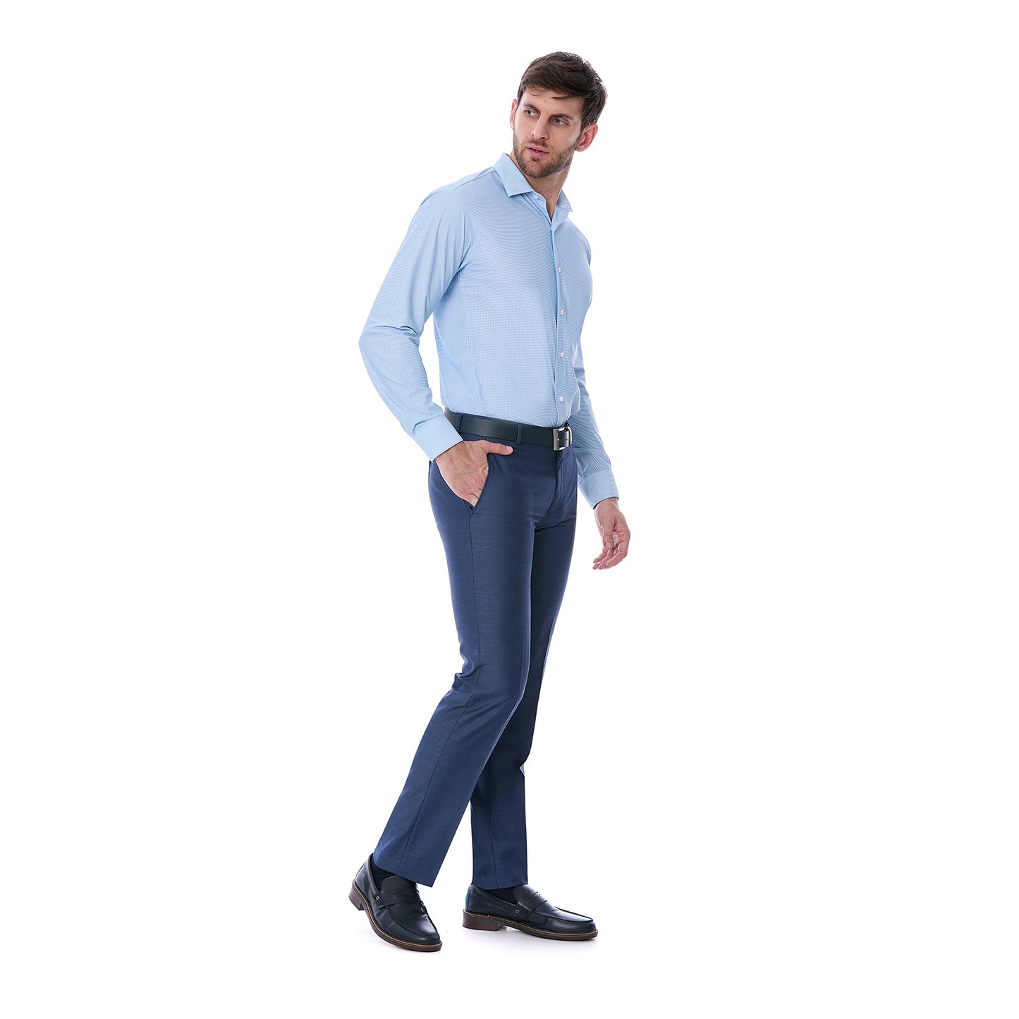 Camisa Formal Slim Fit Micro Pata de Gallo para Hombre
