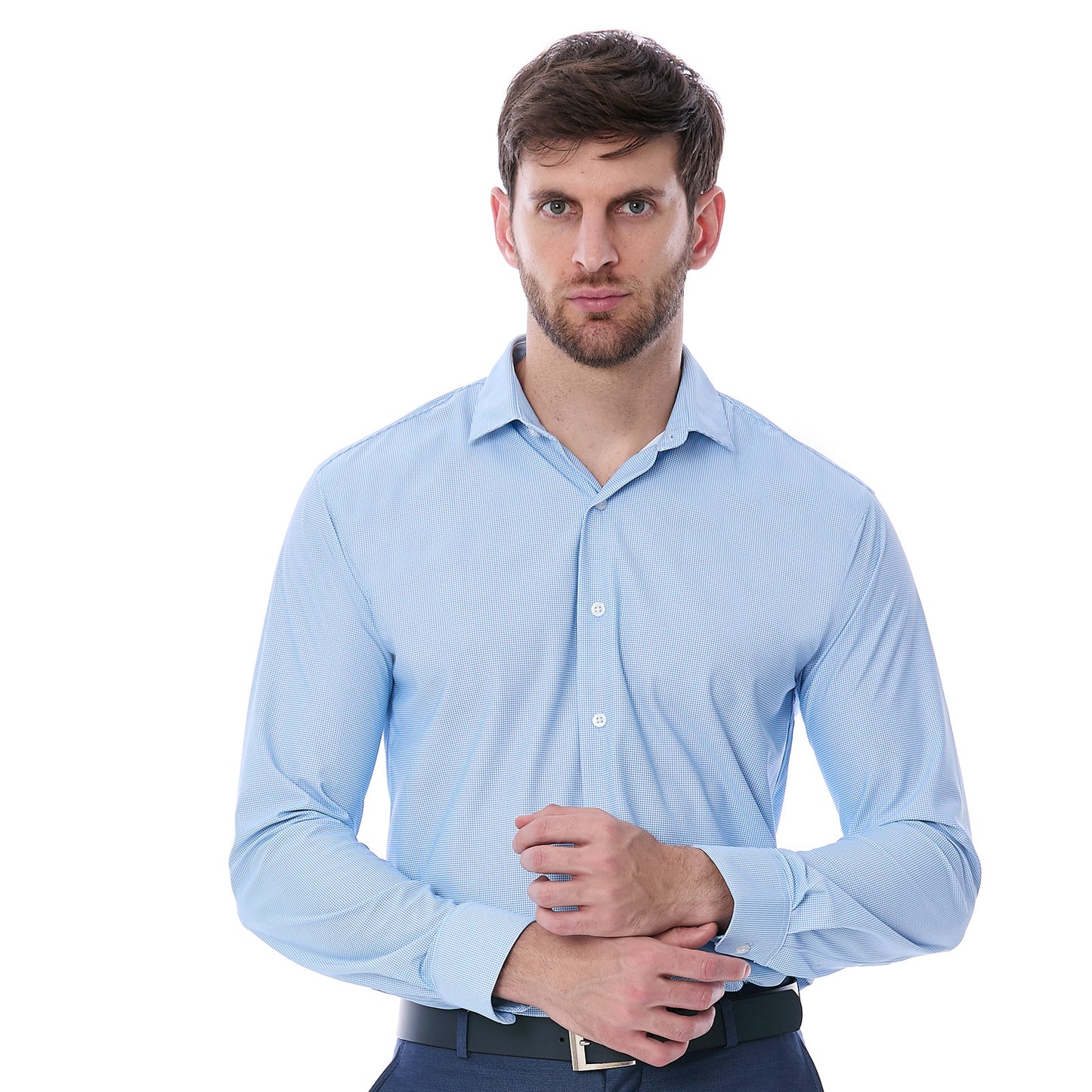 Camisa Formal Slim Fit Micro Pata de Gallo para Hombre