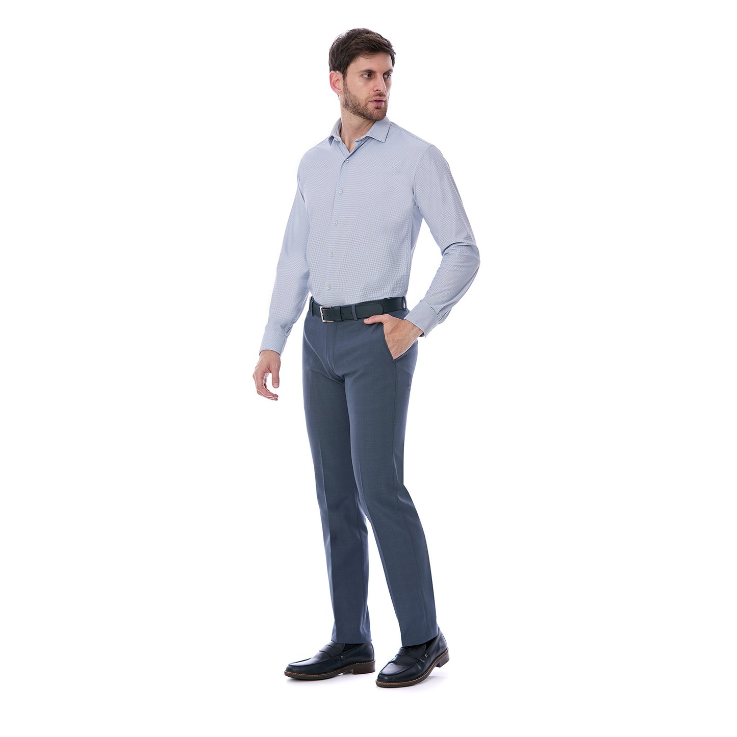 Camisa Formal Slim Fit Micro Pata de Gallo para Hombre