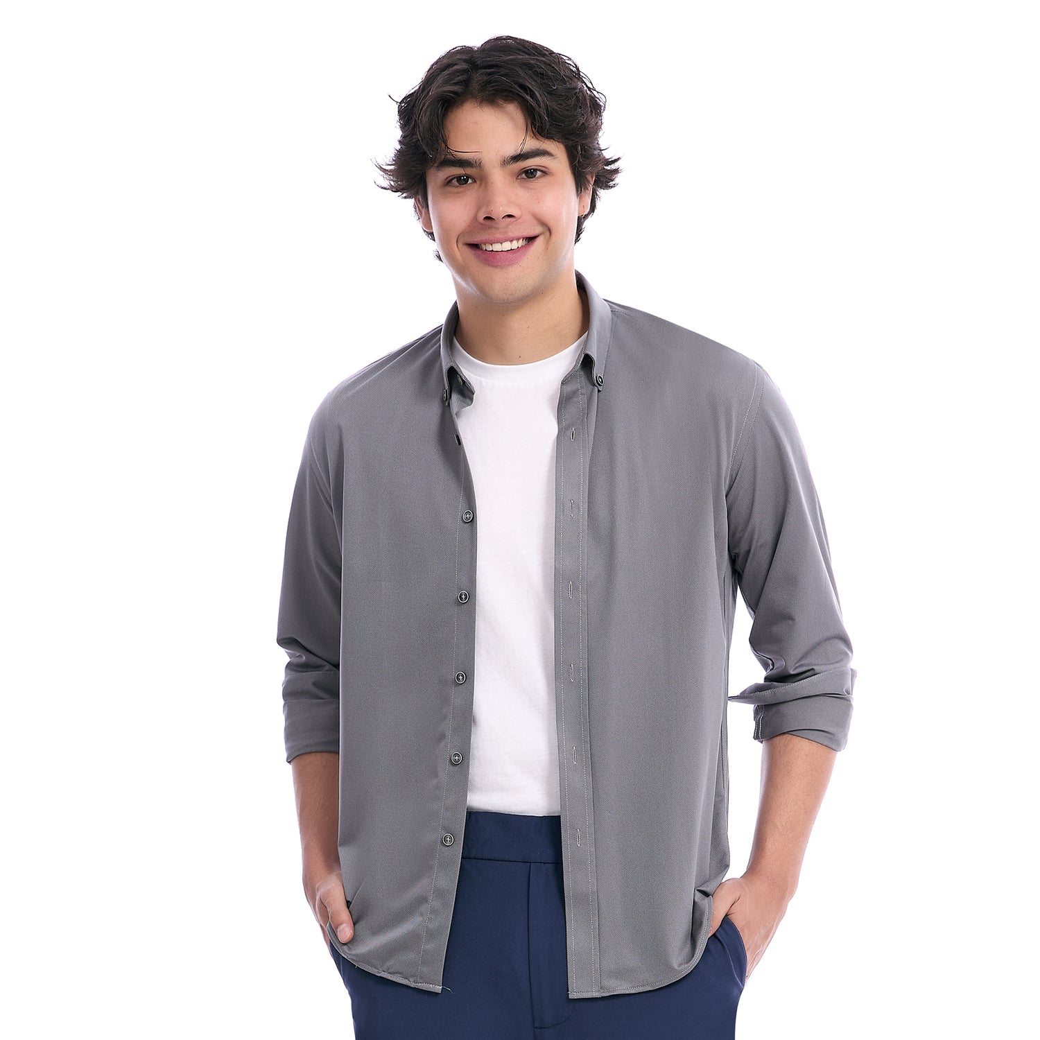 Camisa Casual Para Caballero Slim Fit Manga Larga