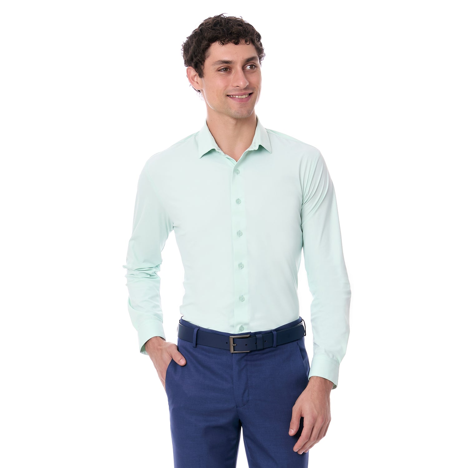 Camisa Extra Slim Formal para Caballero Stretch Lisa