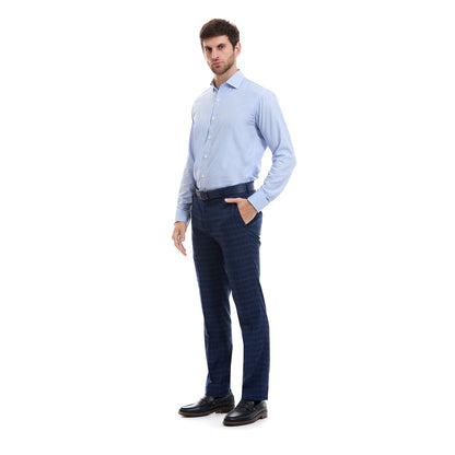 Camisa Slim Fit Vittorio Forti Bambú Azul