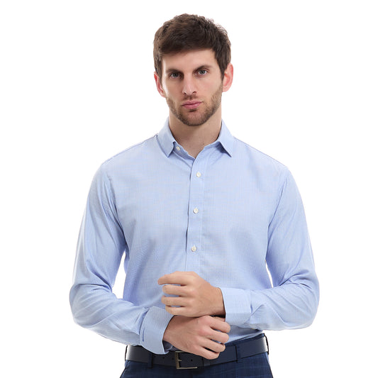 Camisa Slim Fit Vittorio Forti Bambú Azul