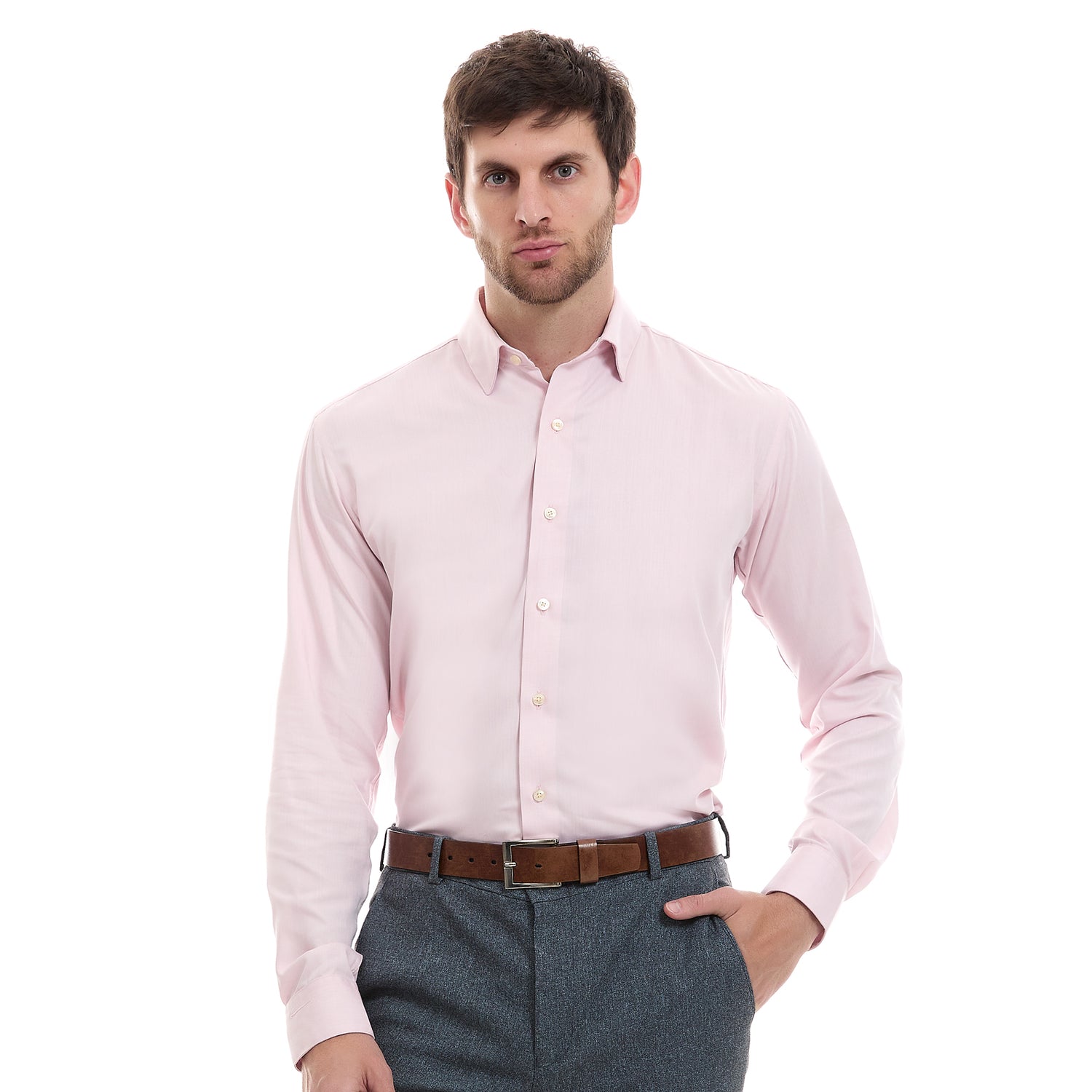 Camisa Formal Slim Fit Lisa Cuello Con Varilla Desmontable