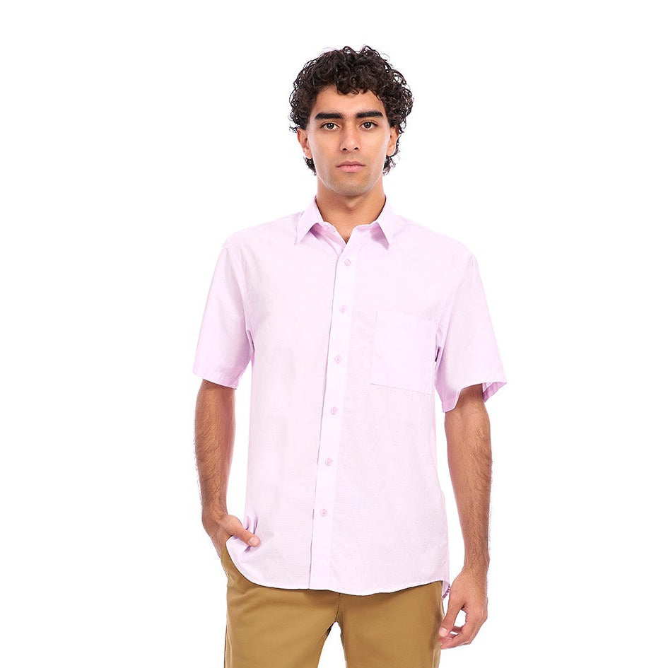Camisa Regular Fit Manga Corta con Textura Hombre