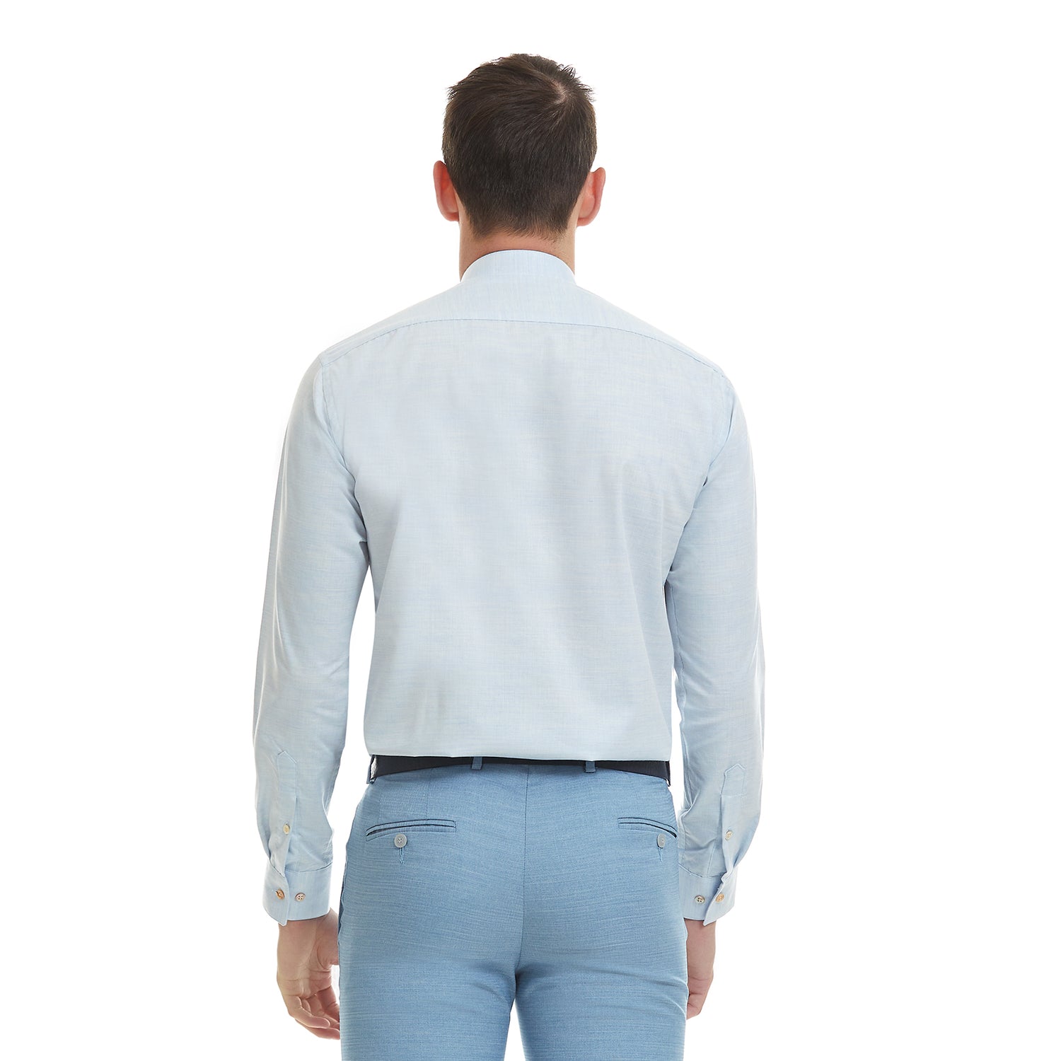 Camisa Para Caballero Cuello Mao Lisa Slim Fit