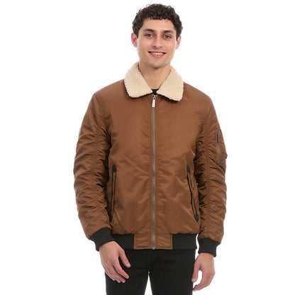 Chamarra Bomber Casual para Caballero con Cuello Desmontable