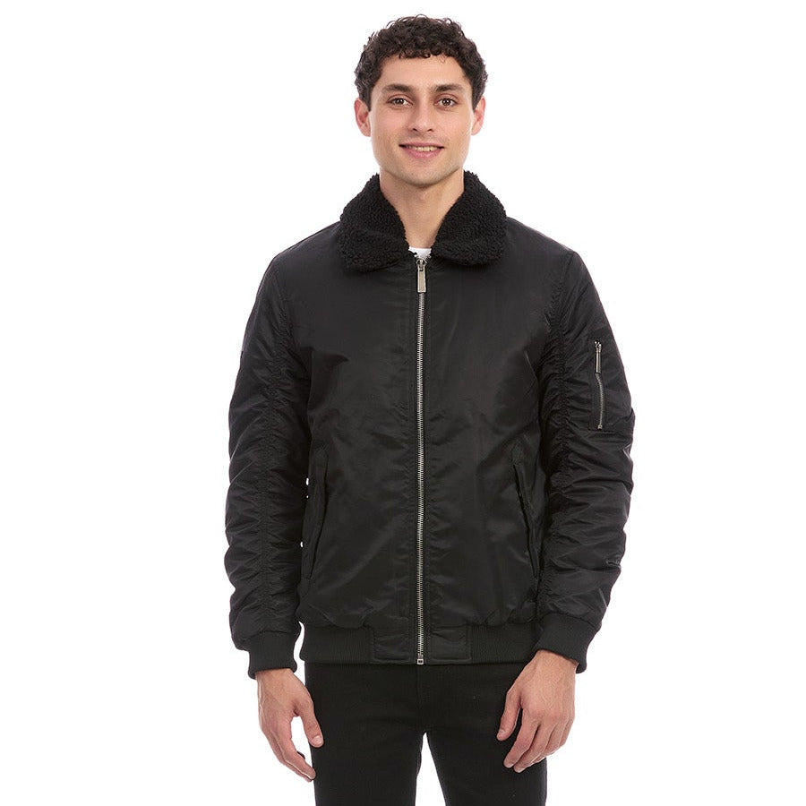 Chamarra Bomber Casual para Caballero con Cuello Desmontable