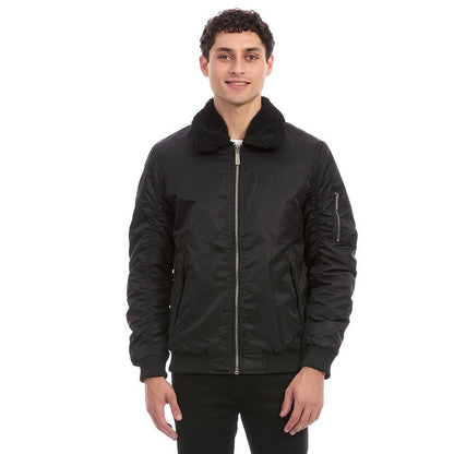 Chamarra Bomber Casual para Caballero con Cuello Desmontable