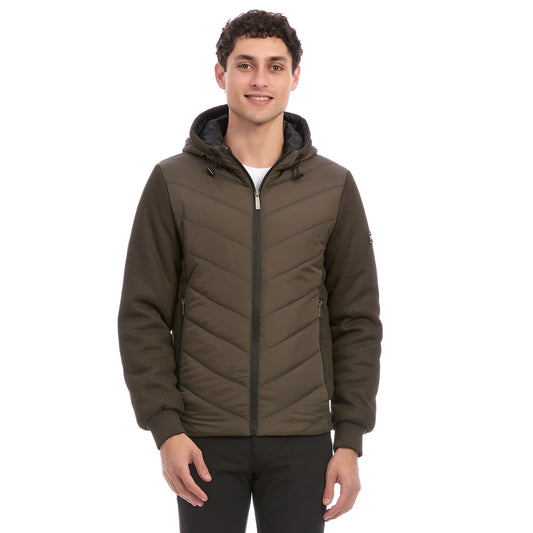 Chamarra Casual Para Caballero Acolchada Con Capucha