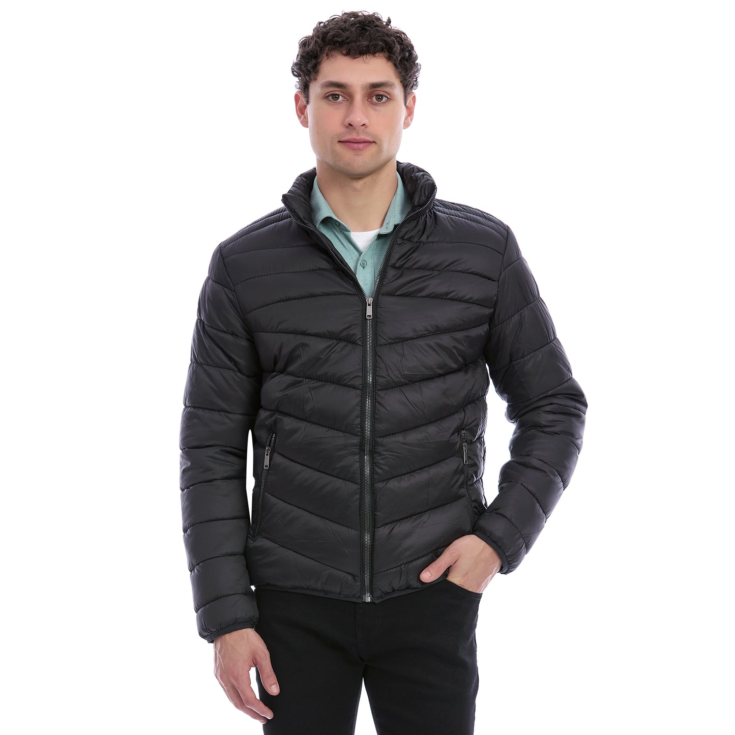 Chamarra Acolchada Para Caballero  Solapa Alta