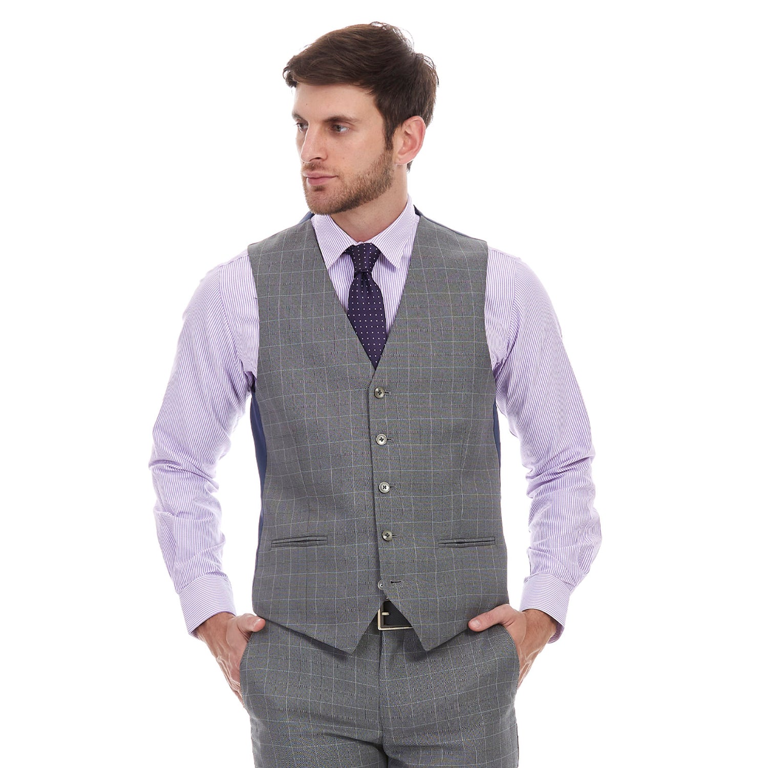 Chaleco Separates Slim Fit en tejido A Cuadros