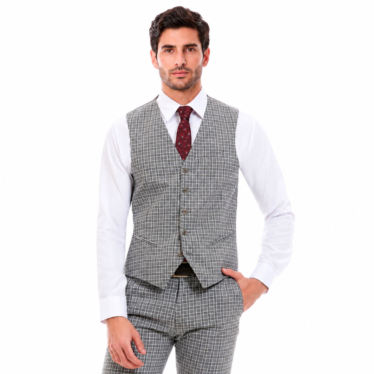 Chaleco Para Hombre Separate  Slim Fit  A Cuadros