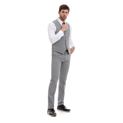 Chaleco Slim Fit Vittorio Forti Separate Cuadros Gris