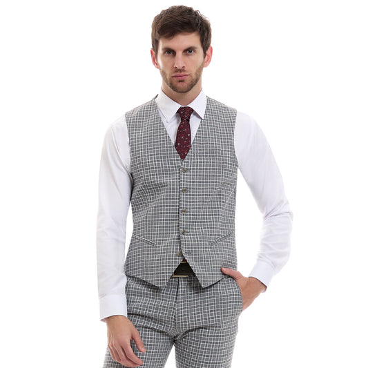 Chaleco Slim Fit Vittorio Forti Separate Cuadros Gris