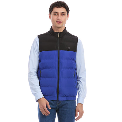 Chaleco Acolchado Para Caballero Bicolor Con Cierre Frontal