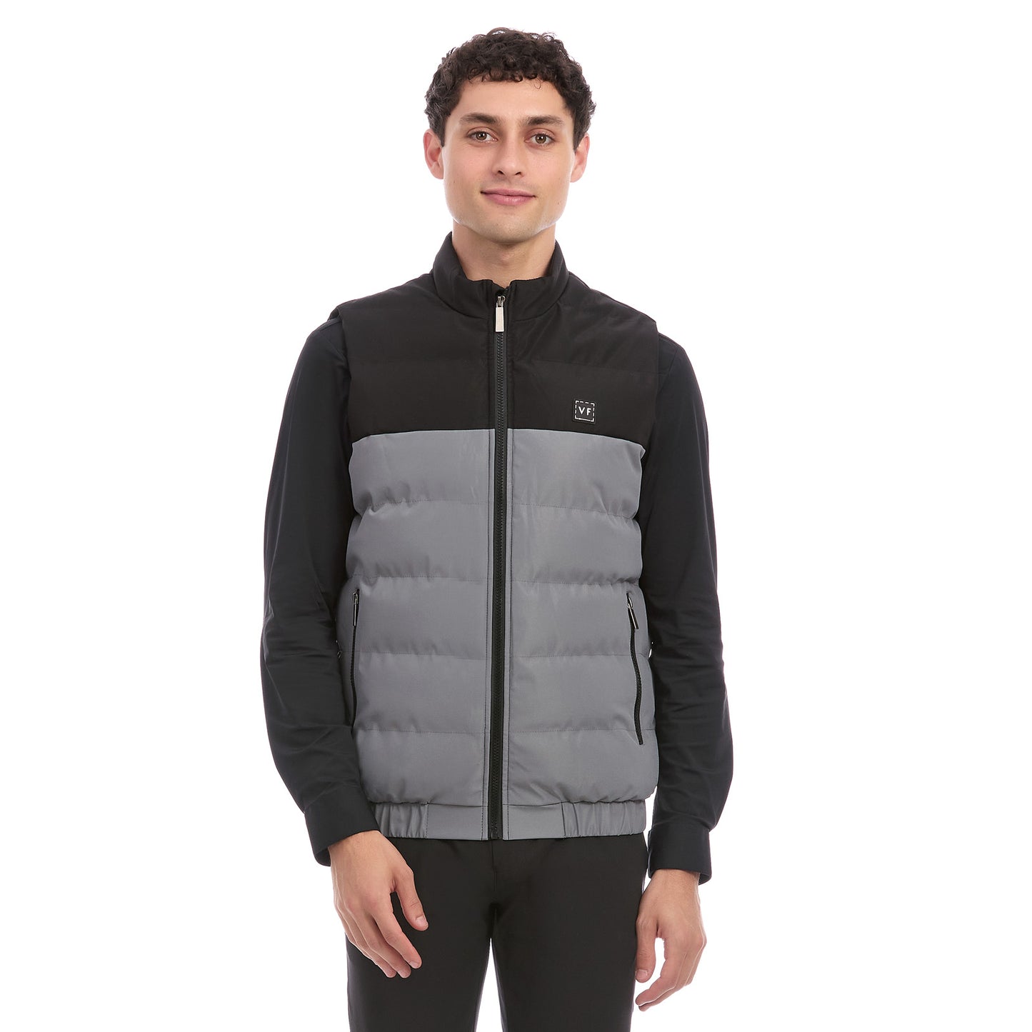 Chaleco Acolchado Para Caballero Bicolor Con Cierre Frontal