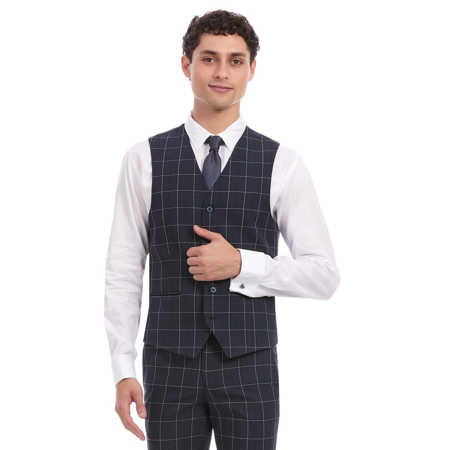 Chaleco Separates Slim Fit Para Caballero En Tejido A Cuadros