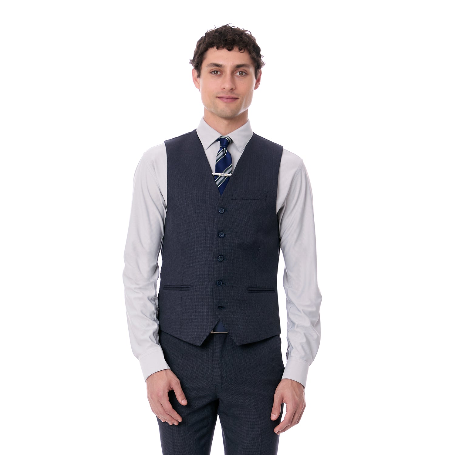 Chaleco Slim Fit Cuadros para Caballero Formal Elegante