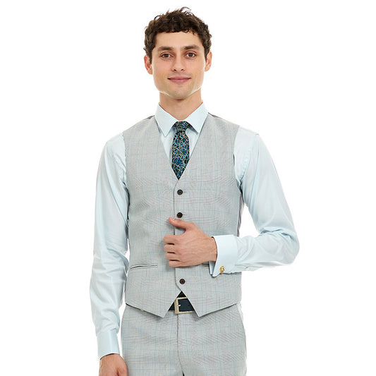 Chaleco separates en tejido a cuadros Gris perla  Slim Fit