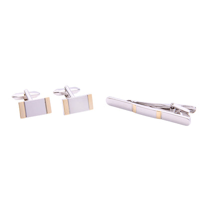 Kit De Mancuernillas Y Pisacorbata Para Caballero En Acero Inoxidable