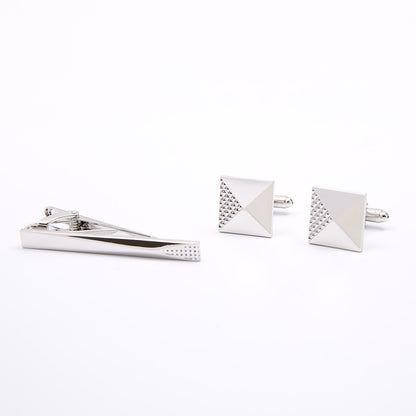 Kit de mancuernillas para puños y pisacorbata de acero inoxidable