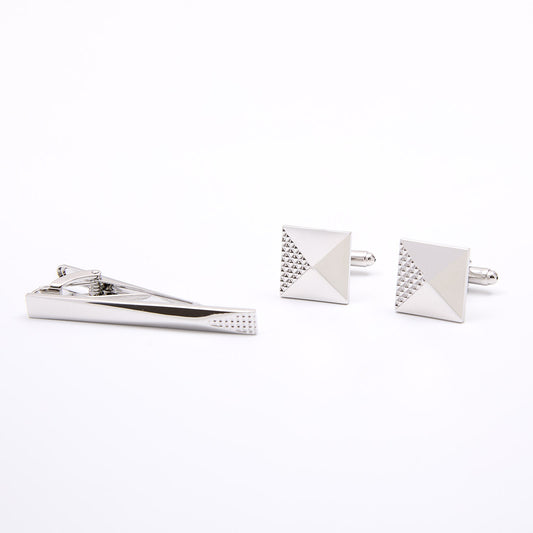 Kit de mancuernillas para puños y pisacorbata de acero inoxidable