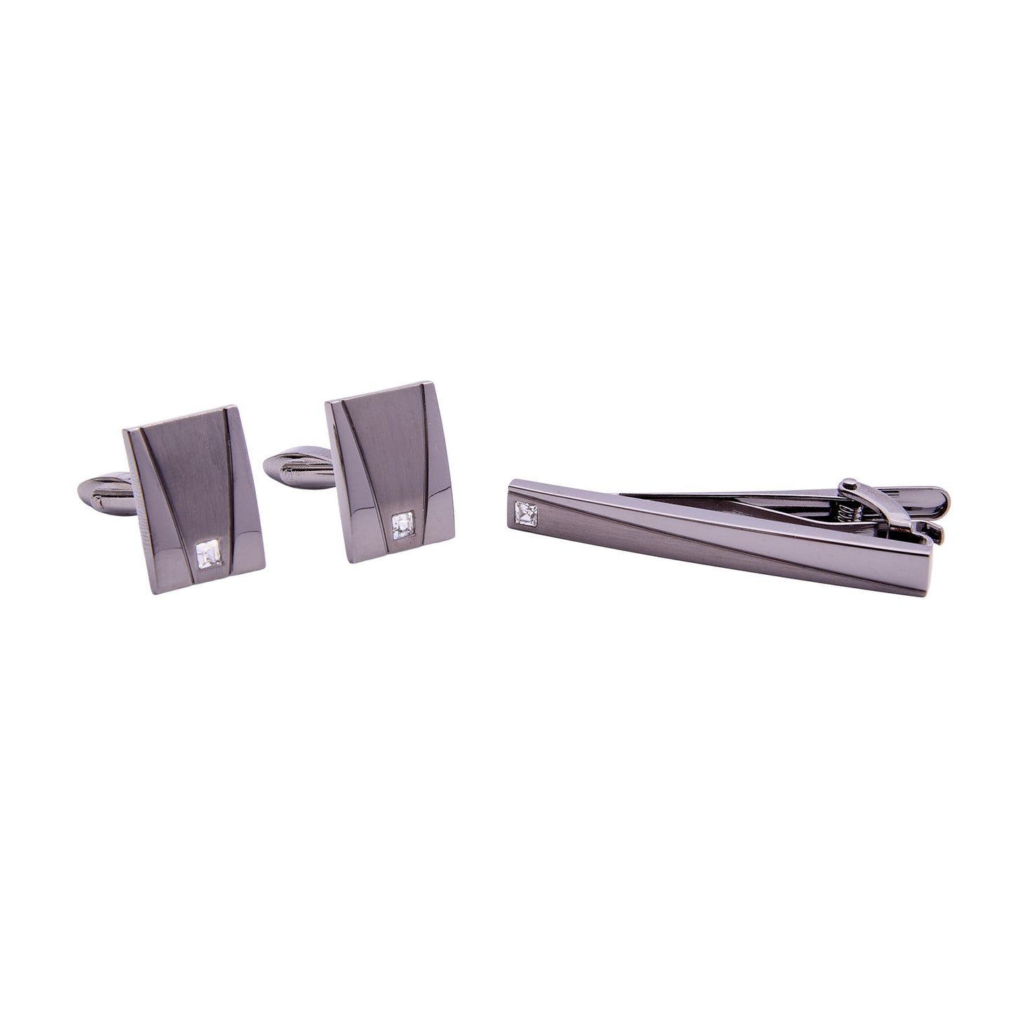 Kit De Mancuernillas Y Pisacorbata Para Caballero En Acero Inoxidable