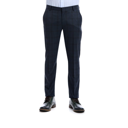 Pantalón Separates, en tejido a cuadros azul marino.