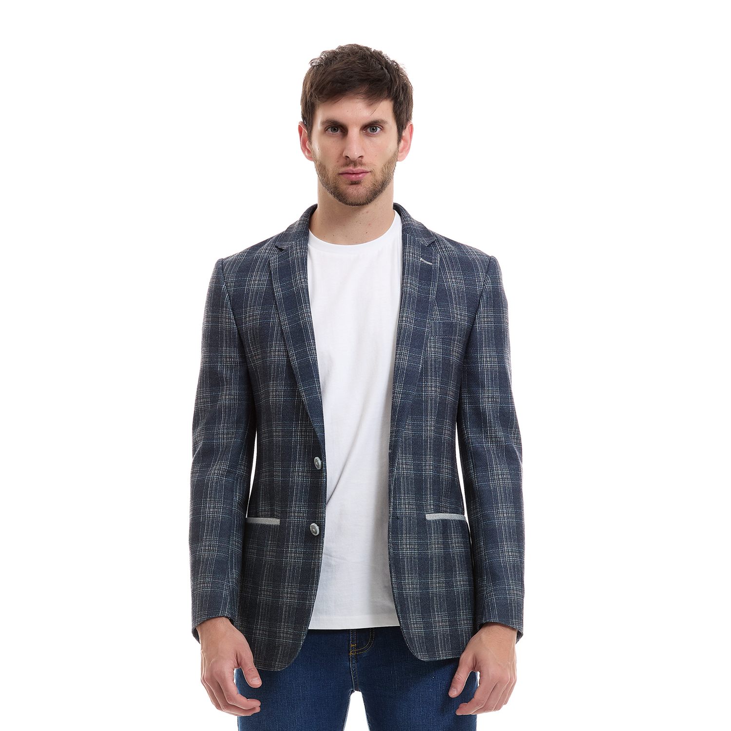 Saco Casual Para Caballero Slim Fit Tejido A Cuadros