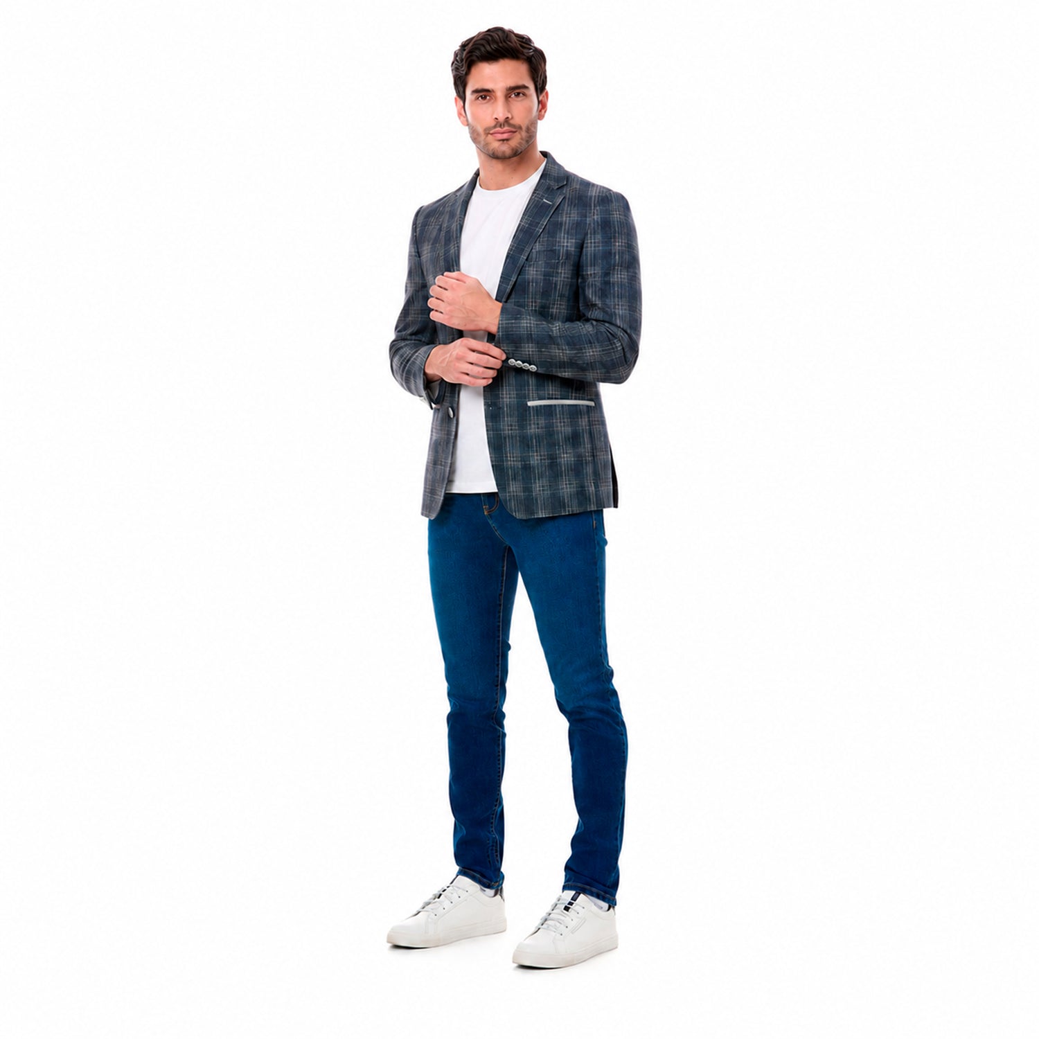 Saco Casual Para Caballero Slim Fit Tejido A Cuadros