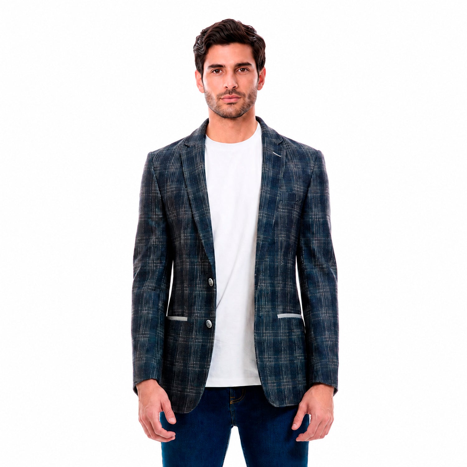 Saco Casual Para Caballero Slim Fit Tejido A Cuadros