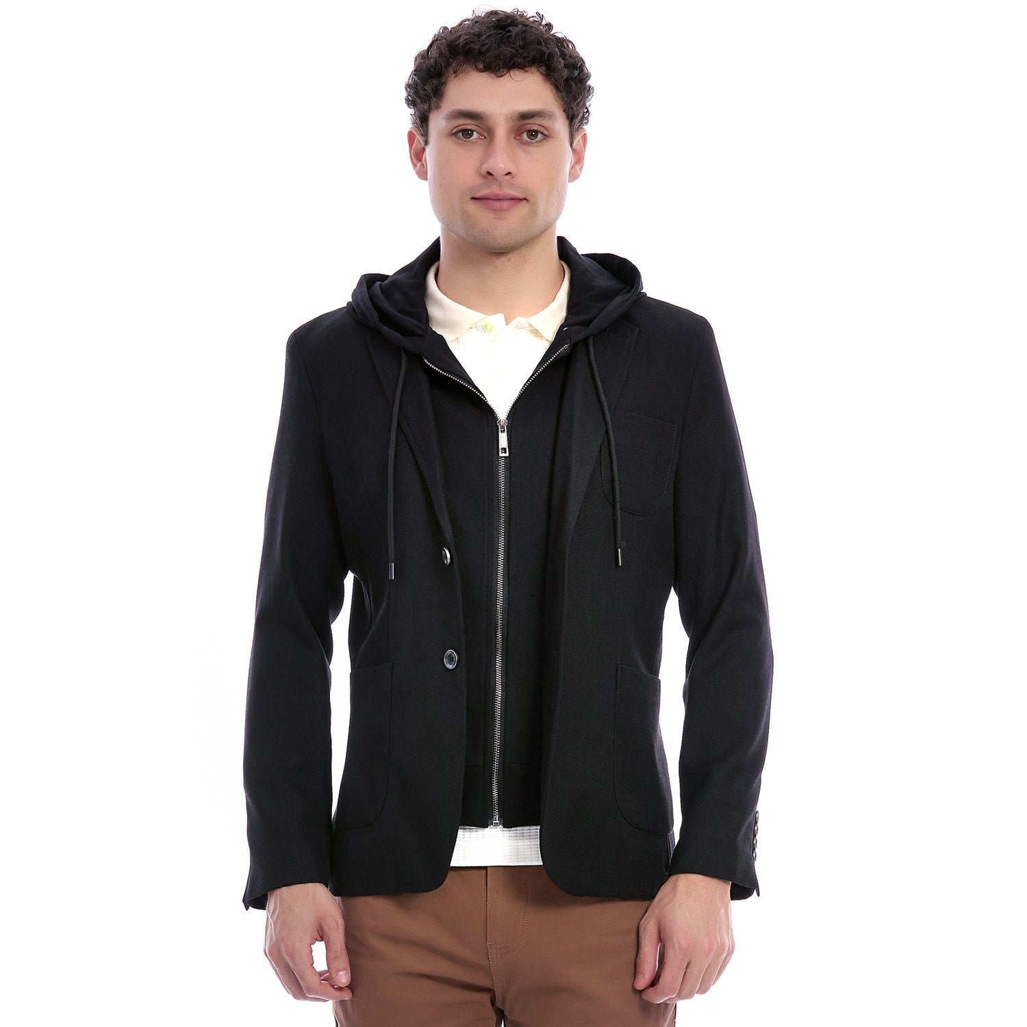 Saco Casual Para Caballero Slim Fit Con Capucha Desmontable